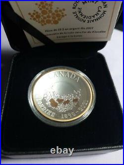 2021? Canada $25 Pure Silver Concave Klondike Gold Rush coin withgold plating