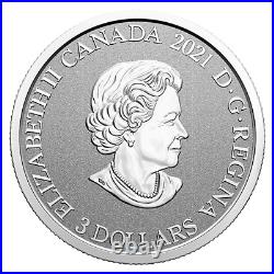 2021 Canada Floral Emblems Alberta Wild Rose 3$ 99.99% Pure Silver Coin Coa#0147