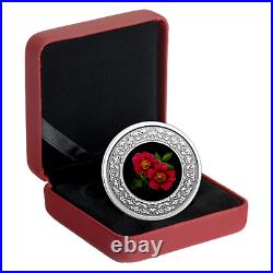 2021 Canada Floral Emblems Alberta Wild Rose 3$ 99.99% Pure Silver Coin Coa#0147