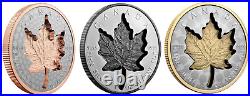2022, 2023 & 2024 Super Incuse Maple Leaf Pure 1oz. 9999 Silver Coins Canada