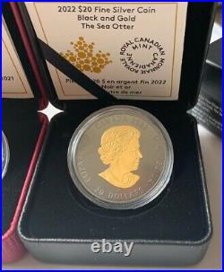 2022 Black & Gold Rhodium The Sea Otter 1oz. 9999 silver coin Canada