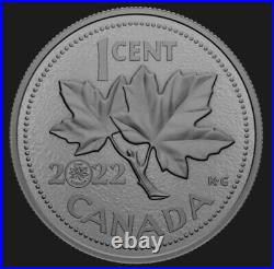 2022 CANADA 1c 10th Anniversary of the Last PENNY 5oz. 9999 Pure Silver Coin