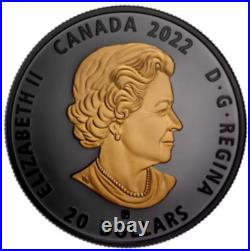2022 CANADA $20 Black & Gold SEA OTTER 1oz Pure Silver Gold/Rhodium-Plated Coin