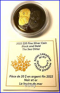 2022 Canada 1 oz. Pure Silver Coin Gold and Black The Sea Otter