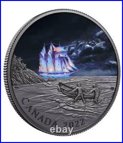 2022 Canada Ghost Ship 5oz Silver Coin with Activated Color. Royal Canadian Mint