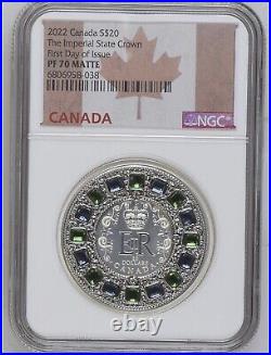 2022 Canada IMPERIAL STATE CROWN Queen Elizabeth 1oz Silver FDI LOW POP NGC PF70