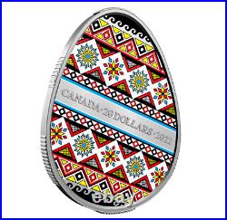 2022 Canada Traditional Ukrainian Pysanka $20 99.99% Pure Silver Egg Shaped Coin