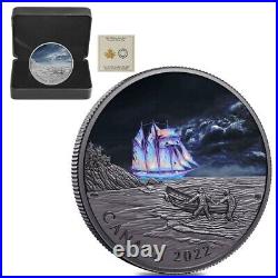 2022 Canadian Ghost Ship 5oz Silver Coin with Black Light-Activated Colour