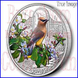2022 Colourful Birds #2 Cedar Waxwing $20 1 oz. Pure Silver Proof Coin Canada