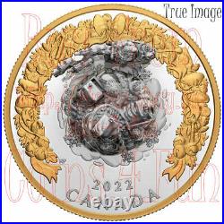 2022 Holiday Splendour Moving Santa Sleigh $50 Pure Silver Proof Christmas Coin