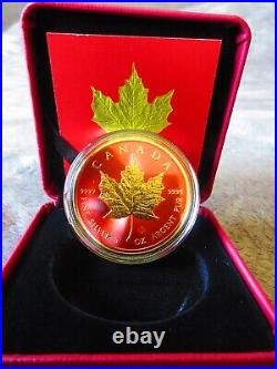 2022 MAPLE ROYAL RED 1oz Silver Coin $5 Canada with Color & 24K Gold