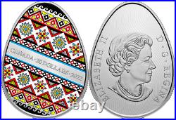 2022 Pysanka Traditional Ukrainian $20 1OZ Egg Shaped Silver Proof Canada Coin