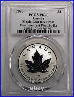 2023 $4 Canada 1/2oz Silver Rev Proof Maple Leaf Fractional Set PCGS PR70 FS