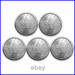 2023 Canada 1 oz Silver Maple Leaf BU (Lot of 5)