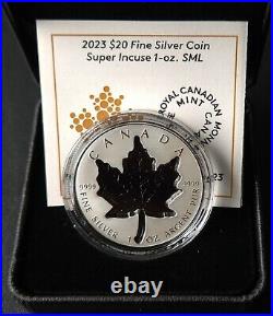 2023 Canada $20 Pure Silver Coin Super Incuse 1 oz Silver Maple Leaf