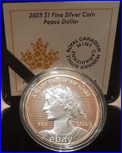 2023 Lady Peace PAX Dollar $1 1OZ Pure Silver Proof Pulsating UHR Canada Coin