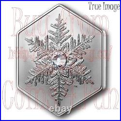 2023 Snowflake $20 Hexagon Proof Pure Silver Coin with Crystal Canada