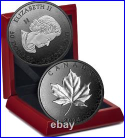 2024 Black Rhodium Maple Leaves in Motion $50 5OZ Pure Silver Proof Canada Coin