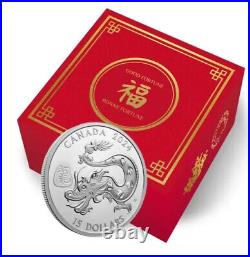 2024 CANADA $15 LUNAR Year of the DRAGON 1oz. 9999 Pure Silver Proof Coin