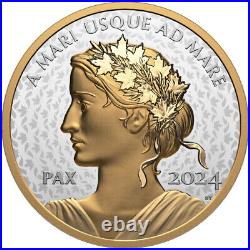 2024 Canada 1 Oz Silver Proof Gilded Peace Dollar A MARI USQUE AD MARE