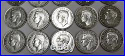 20X 1951 Canada Silver Dollars King George VI One roll 20 coins EF45 to AU58+