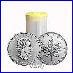 25x 2014 1oz Canadian Silver Maple Leaf Roll Silver Bullion Coin