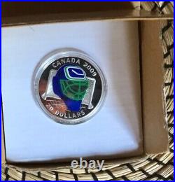 (2) 2009 Canada Sterling Silver Goalie Mask Coins Calgary & Vancouver