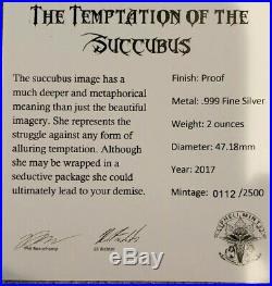 2 Oz. 999 Pure Silver Proof Temptation Of The Succubus Round Coin Pheli Mint