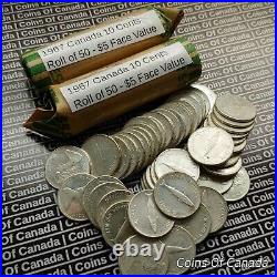 2 Rolls Of Circulated 1967 Canada Silver Dimes $10 Face Value #coinsofcanada