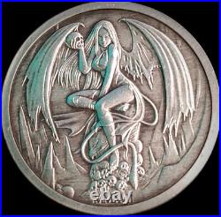 2 oz. 999 Silver Sexy Girl Coin 2017 Temptation of the Succubus Antiqued withCOA