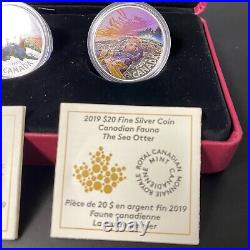 3 Coin Set 2019 Canada 1oz Fine Silver $20 Canadian Fauna Case & COAs