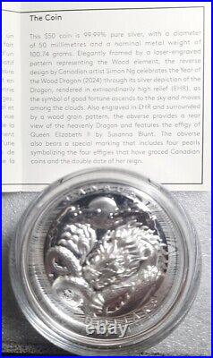 3 oz 2024? Canada Lunar Year of the? Dragon High Relief Silver Coin Low #