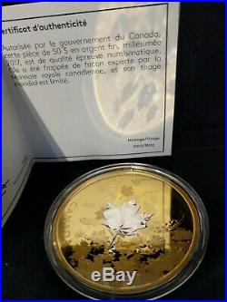 3 oz. Reverse Gold-Plated Pure Silver Coin Whispering Maple Leaves