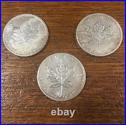 3 x 2011 Canada Maple Leaf 1oz Silver Bullion Coin by Royal Canadian Mint (RCM)