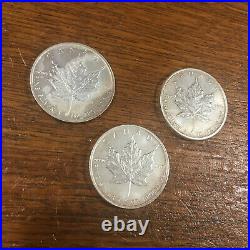 3 x 2011 Canada Maple Leaf 1oz Silver Bullion Coin by Royal Canadian Mint (RCM)