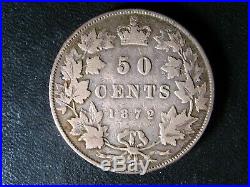 50 cents 1872H Canada Queen Victoria silver coin c ¢ half dollar VG-10