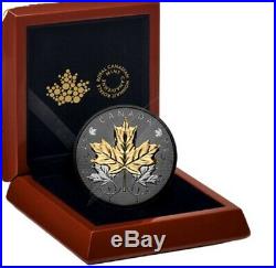 5OZ Pure Silver Coin With Rhodium Maple Leaves In Motion 2020 (Brand New)