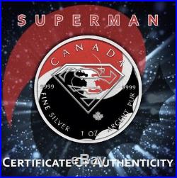 $5 Canada 1 oz Silver SUPERMAN BATMAN v SUPERMAN Fight. 9999 Box, Cap, Coa