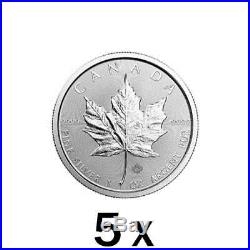 5 x 1 oz 2018 Silver Maple Leaf Coin RCM Royal Canadian Mint