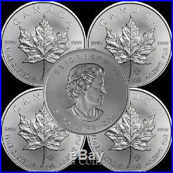 5 x 2017 Canadian 1 oz maple leaf 999.9 Silver Bullion Coin