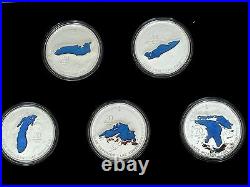 ALL 5 Fine Silver Coins Great Lakes Mintage 10,000 (2014)