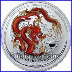 Australia 2012 Perth ANDA Coin Show Special Dragon $2 2 Oz Pure Silver Color