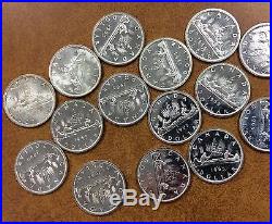 BJSTAMPS 1965 CANADIAN DOLLARS UNC ROLL Of 20 Coins 80% SILVER Canada