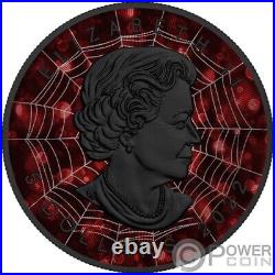 BLACK SPIDER Bejeweled Maple Leaf 1 Oz Silver Coin 5$ Canada 2022
