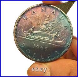 Beautifully Aged Toned Coin-1965 80% Silver Canadian Canada Silver Dollar