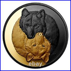 Black and Gold The Grey Wolf 1oz Pure Silver Coin, Royal Canadian Mint PRE-SALE