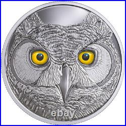 CANADA $15 2017 Fine Silver In The Eyes of The Great Horned Owl Glow-in-the Dark