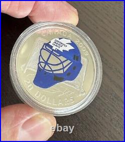 CANADA 2009 $20 Sterling Silver Rare Toronto Maple Leafs Goalie Mask Coin