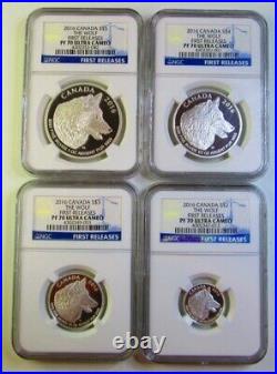 CANADA 2016 SILVER 4 Coin Set THE WOLF FIRST RELEASE PF 70 ULTRA CAMEO