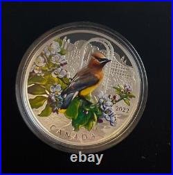 CANADA 2022 1 oz 2022 Colourful Birds Cedar Waxwing PURE Silver Coin FRS05